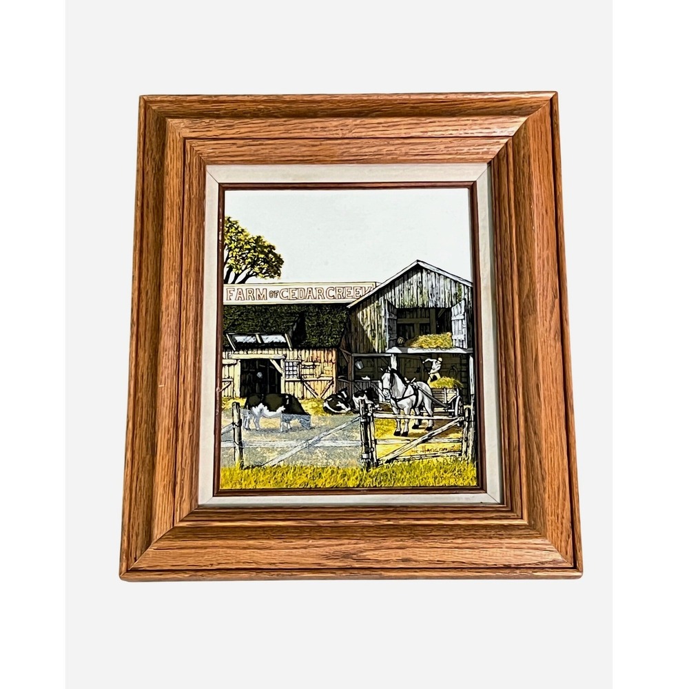 H. Hargrove Serigraph Painting Unisex OS Brown Farm of Cedar Creek Framed Art